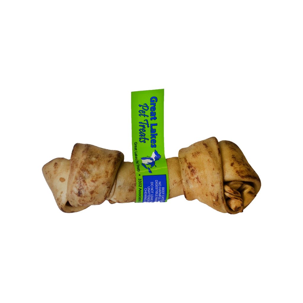 6″ 8″ Peanut Butter Rawhide Knotted Bone Costless Distributing